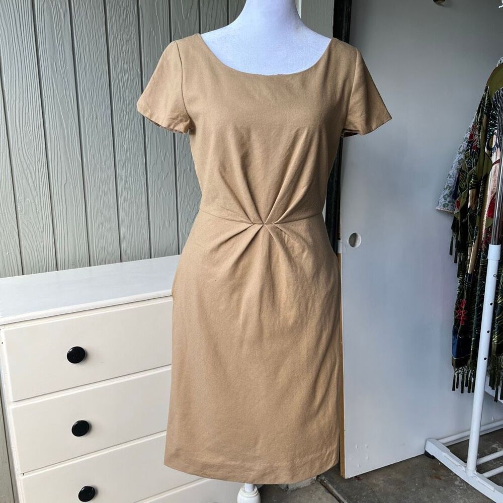 VTG J.Crew Wool Camel Dress SZ 4 90s Minimalist Neutral Capsule Classic